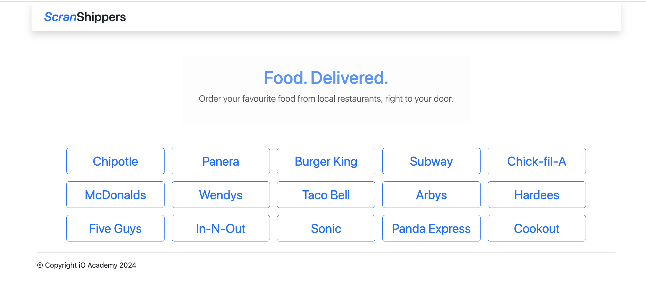 Picture of food delivery home page