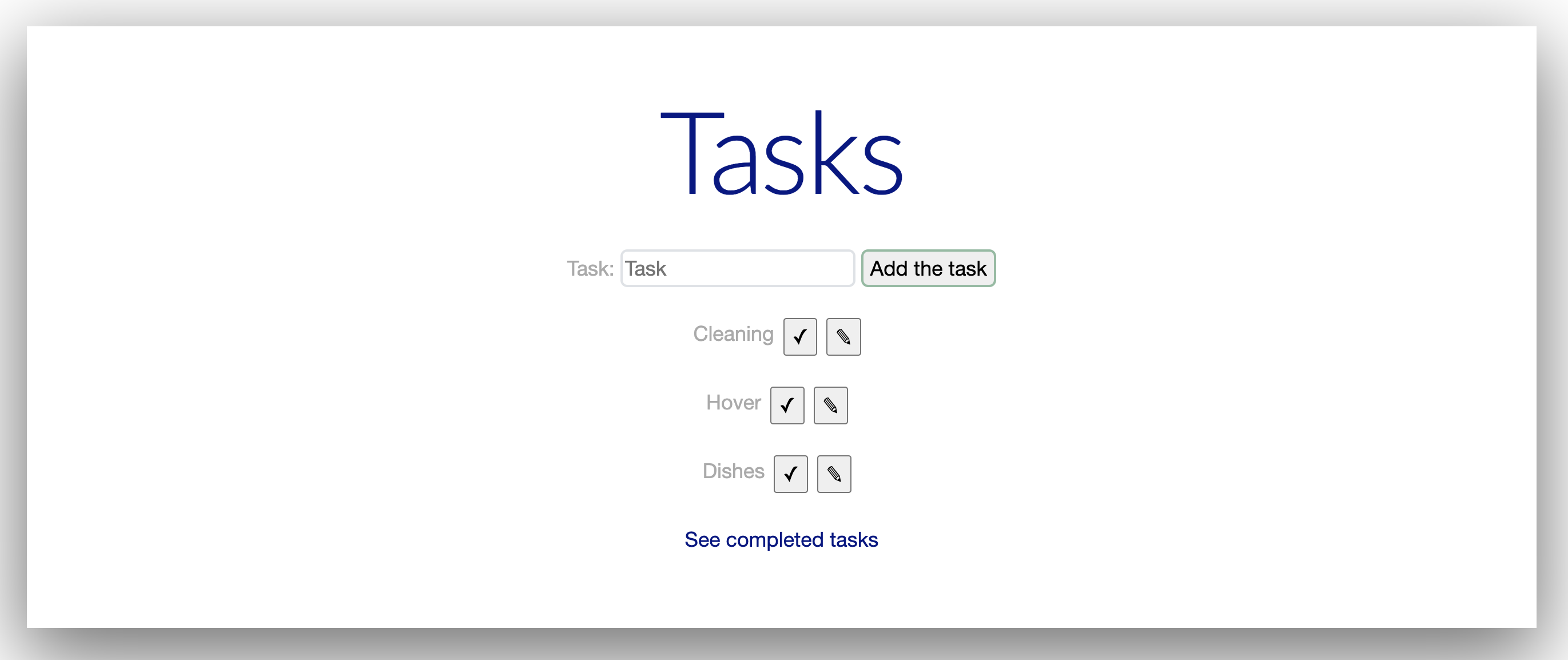 Picture of home page To Do App
